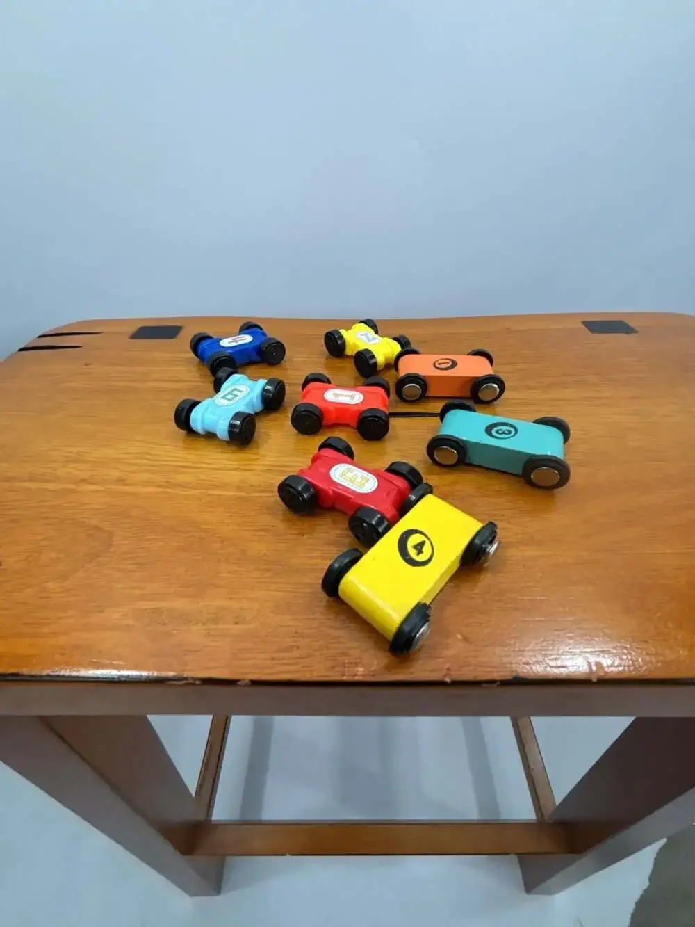 Lot of 8 Colorful Wooden Ramp Race Track Replacement Cars